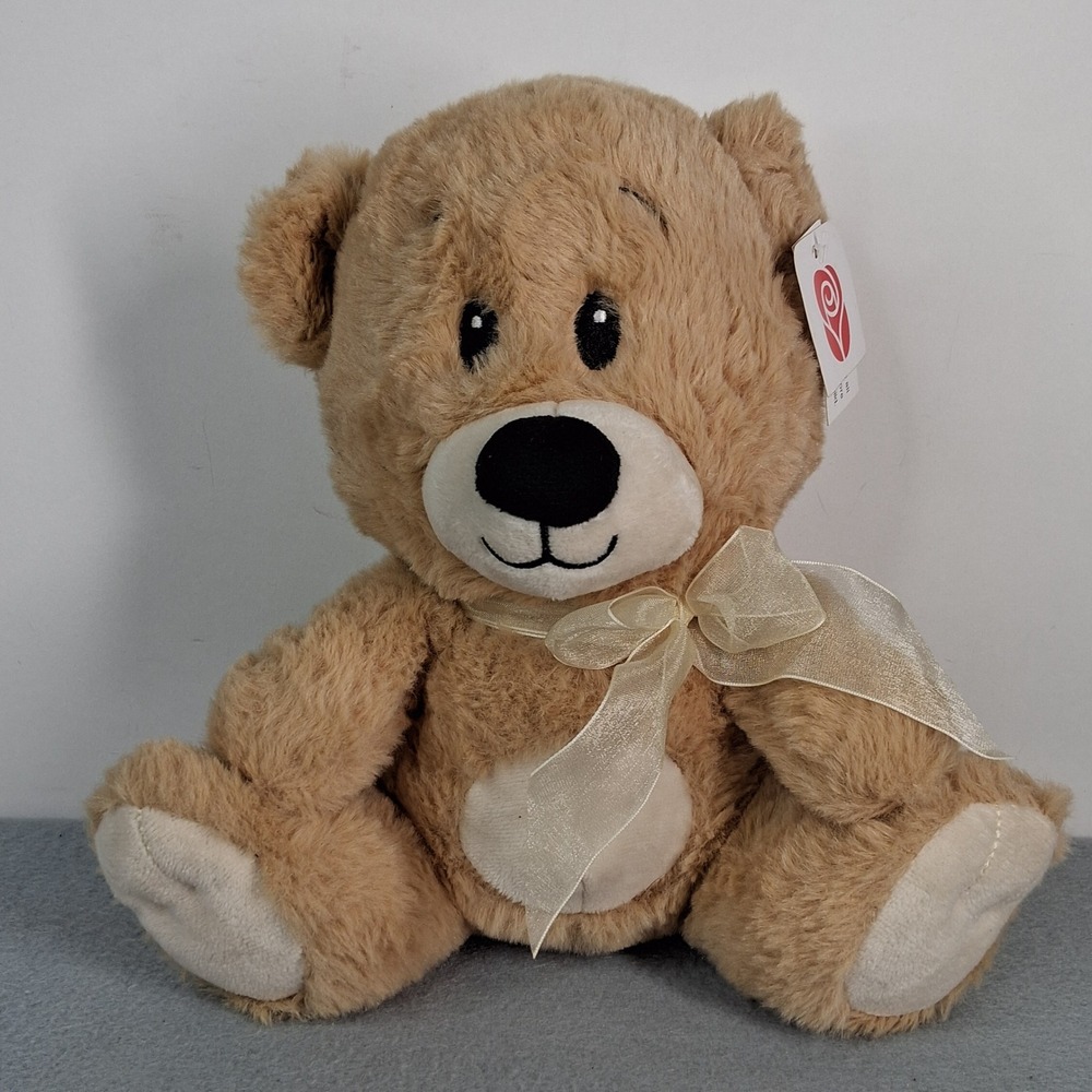 American Greetings Plush Teddy Bear Tan Bow Stuffed Animal 9 Inch With Tag